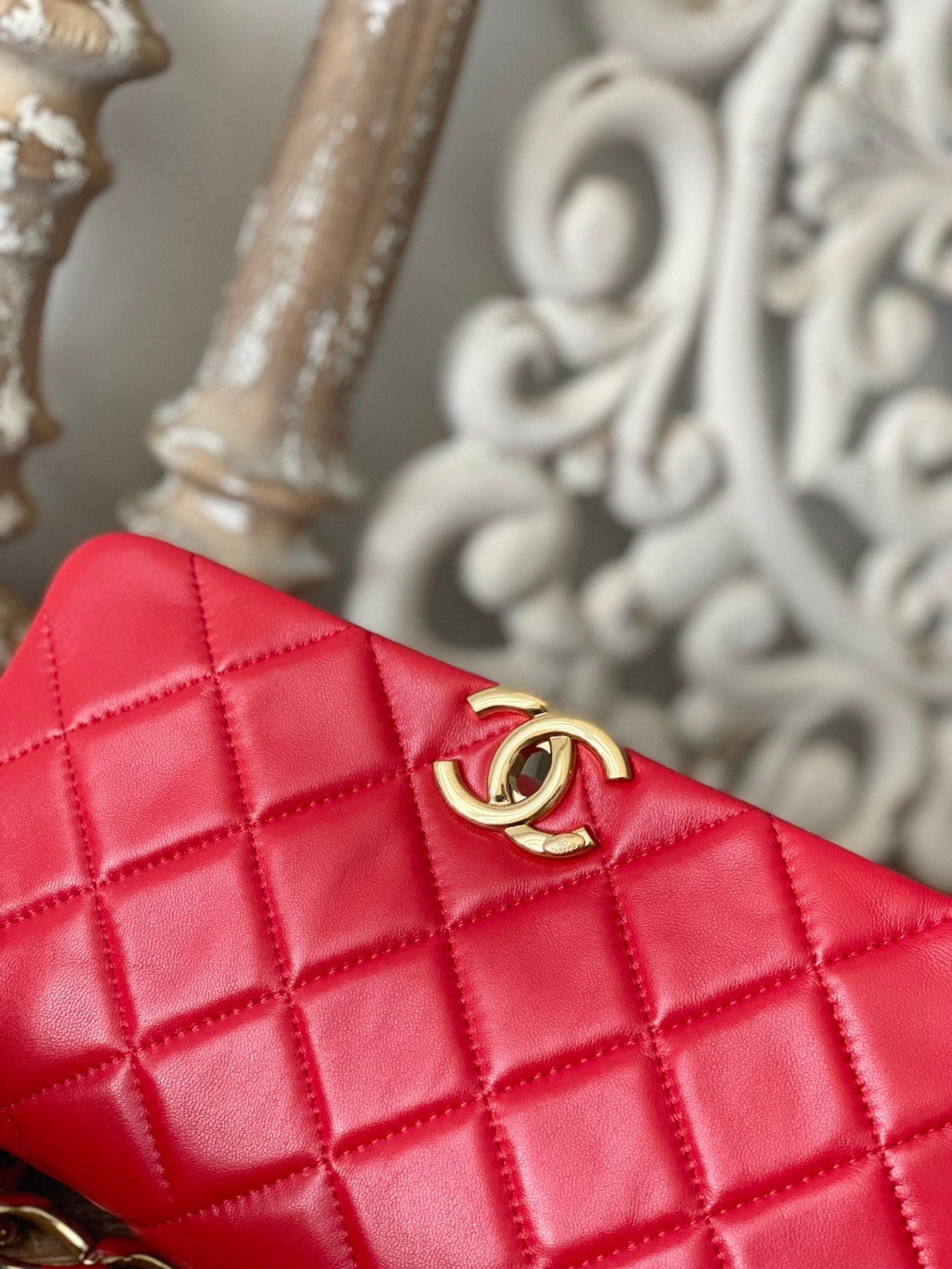 CHLLarge Flap Red Bag For Women 23cm/9in