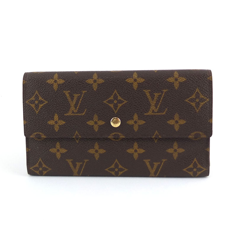 Louis Vuitton Portefeuille International M61215 Triple Fold Wallet Monogram