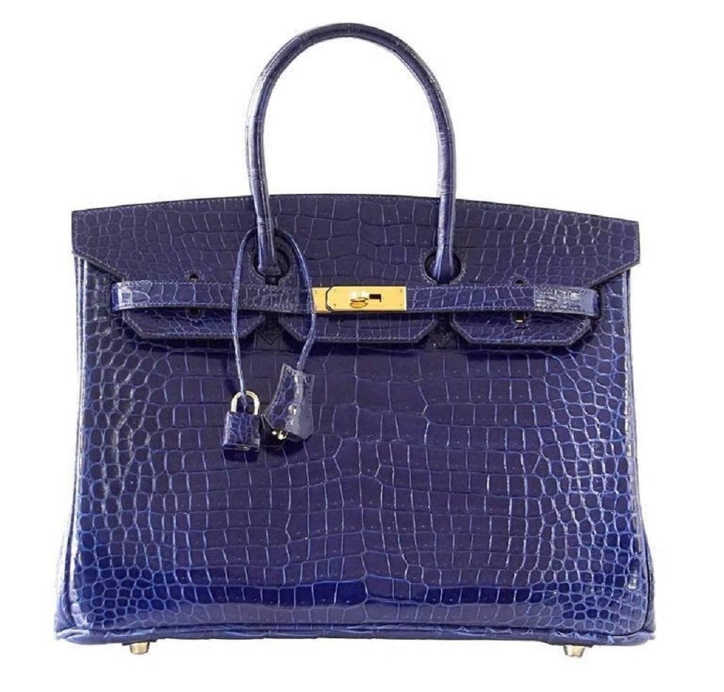 HermÃƒÆ’Ã‚Â¨s Birkin 35 Blue Sapphire Crocodile GHW Bag