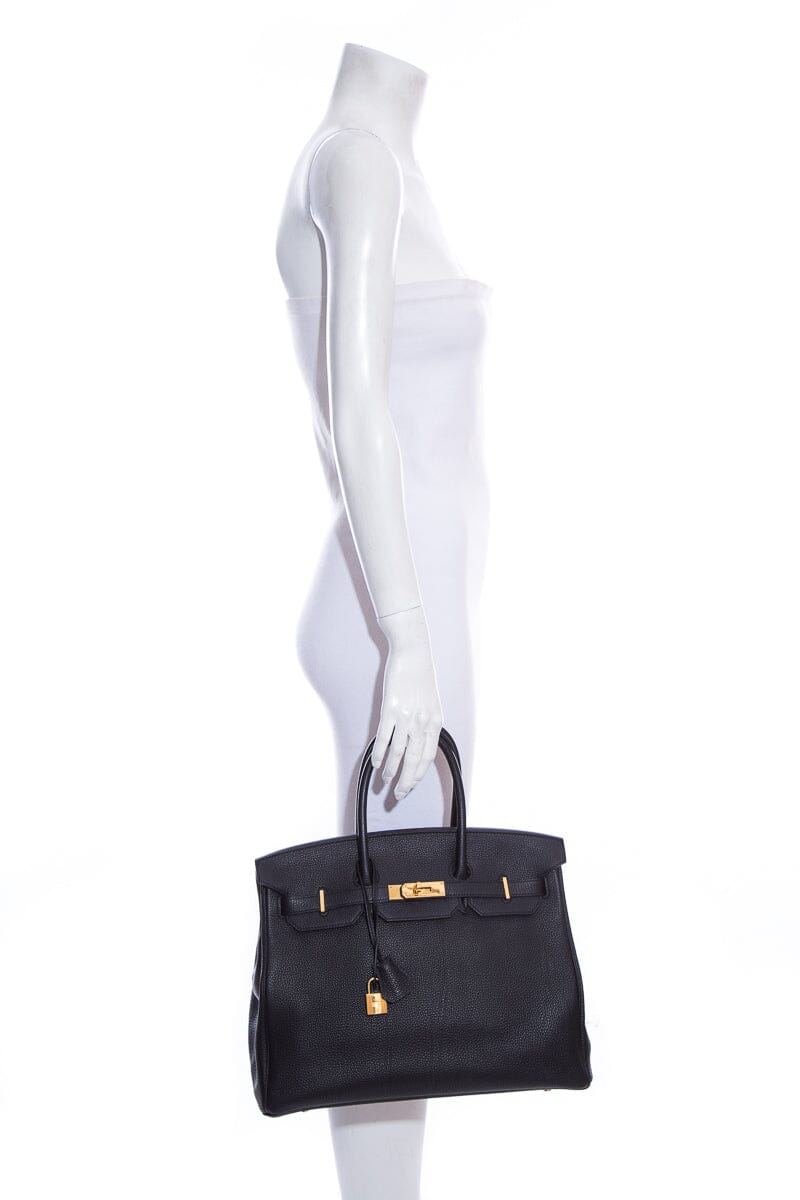 HermÃƒÆ’Ã‚Â¨s 2018  Noir Clemence 35cm Birkin Handbag W/ Gold HW