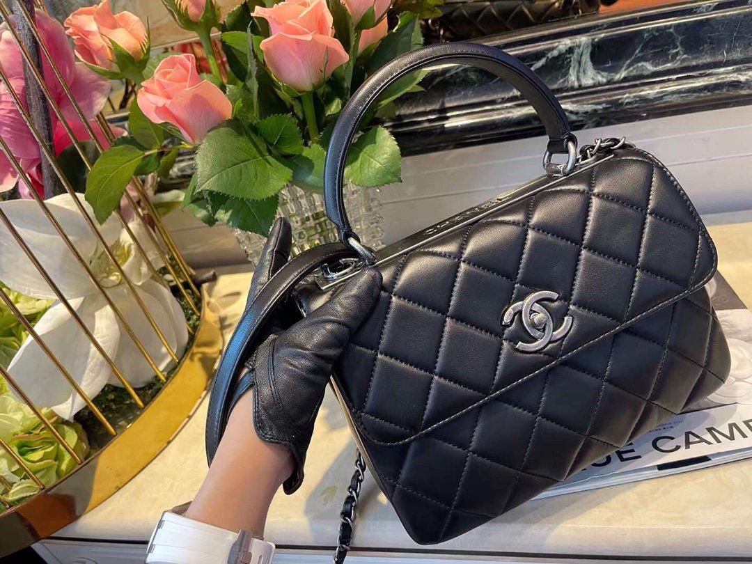 CHL Classic Flap Bag Medal Hardware Black For Women 9.8in/25cm