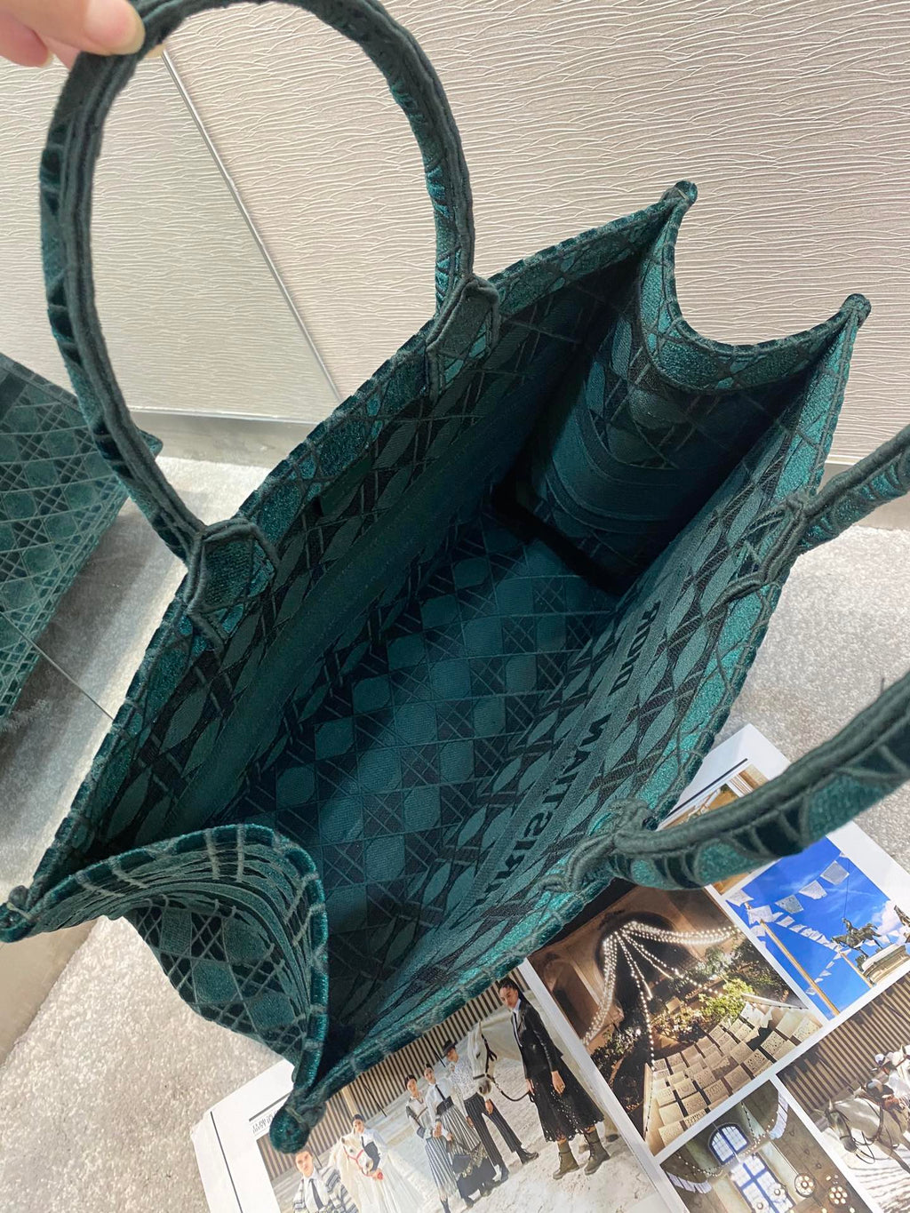 GLAMI Large Book Tote Bag Canvas Green For Women 42cm/16.5in CD