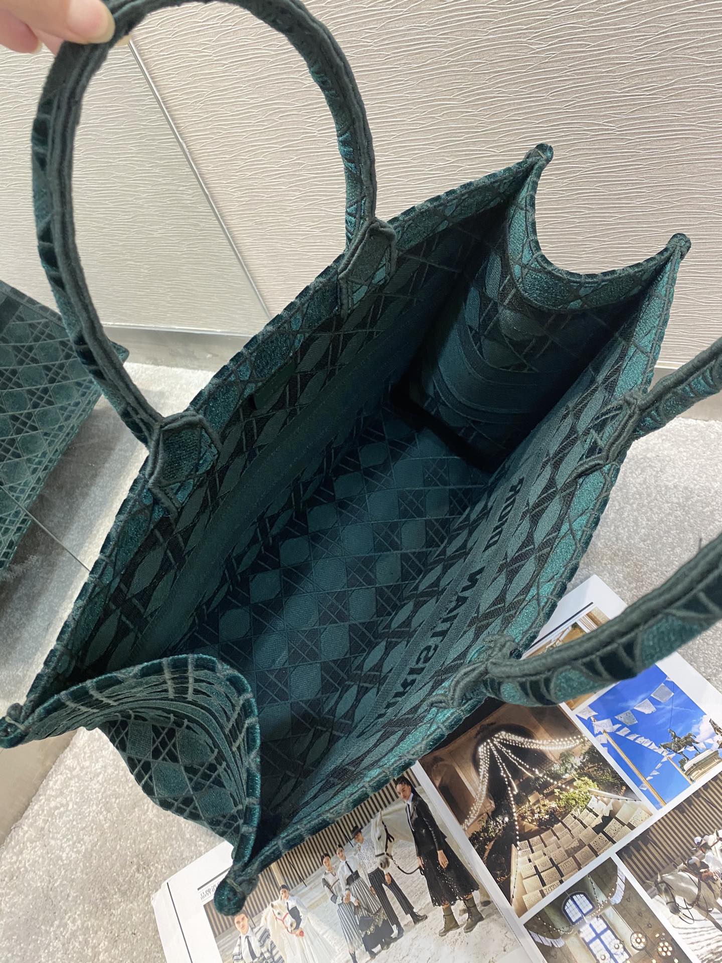 GLAMI Large Book Tote Bag Canvas Green For Women 42cm/16.5in CD