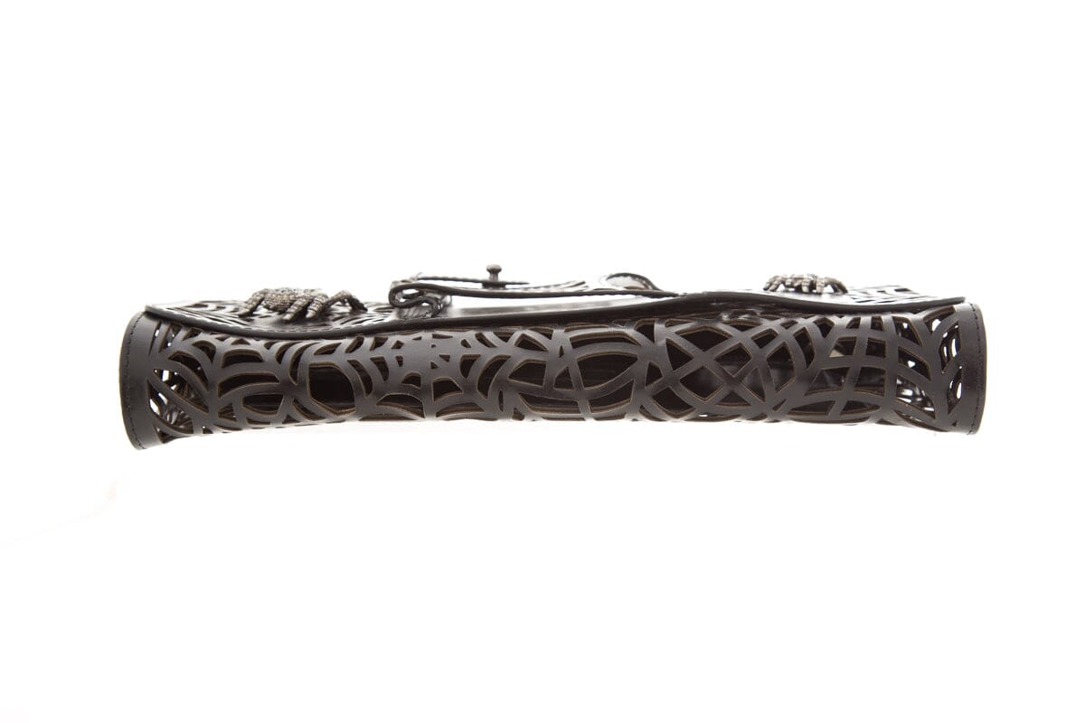 Perrin Black Spider Web Le Cabriolet Leather Clutch