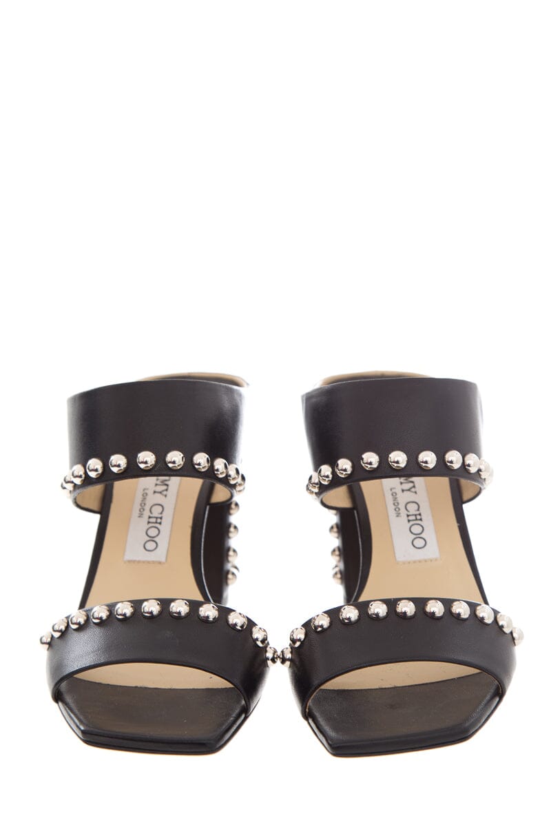Jimmy Choo Black Leather & Silver Stud SZ 37