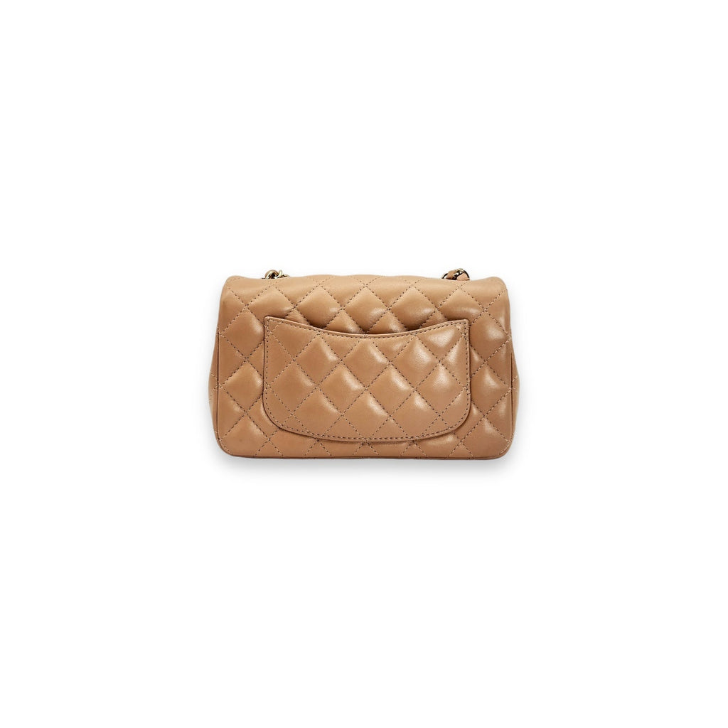 Chanel Quilted Light Beige Lambskin Mini Classic Rectangular Flap Bag