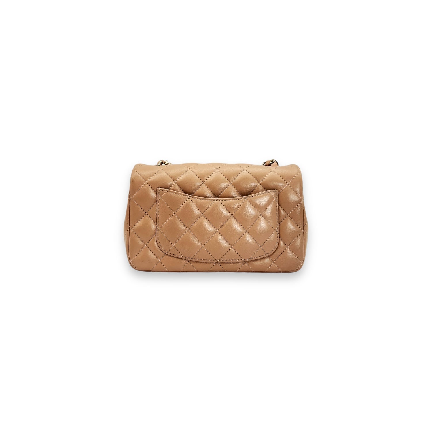 Chanel Quilted Light Beige Lambskin Mini Classic Rectangular Flap Bag