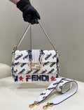 FI x FILA Mania Beaded Baguette Multicolour Bag For Woman 26cm/10in