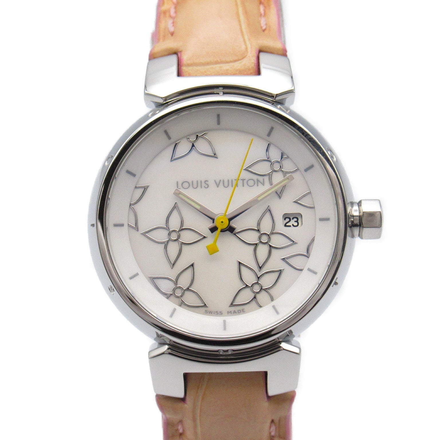 Louis Vuitton Tubular  Watch Stainless Steel Leather Belt Leather  White S Q121C