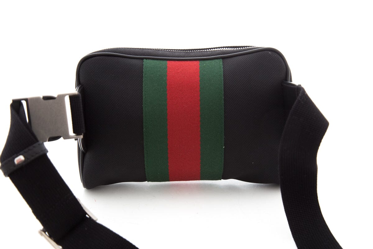 Gucci Web Zip Around Black Belt Bag