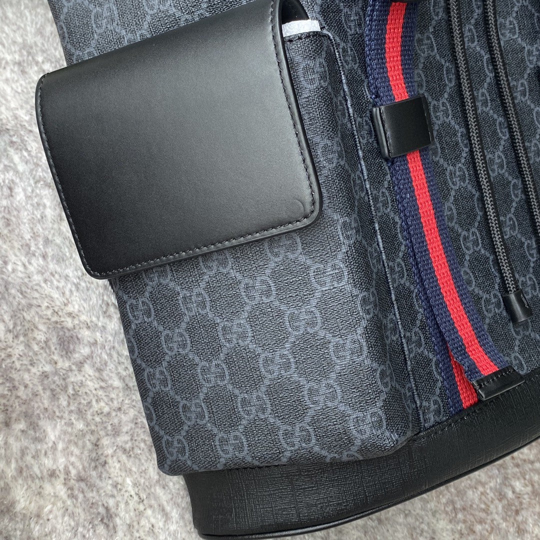 gg Black Backpack Black/Grey Soft gg Supreme Blue And Red Web For Men 16.5in/42cm 495563 K9R8X 1071