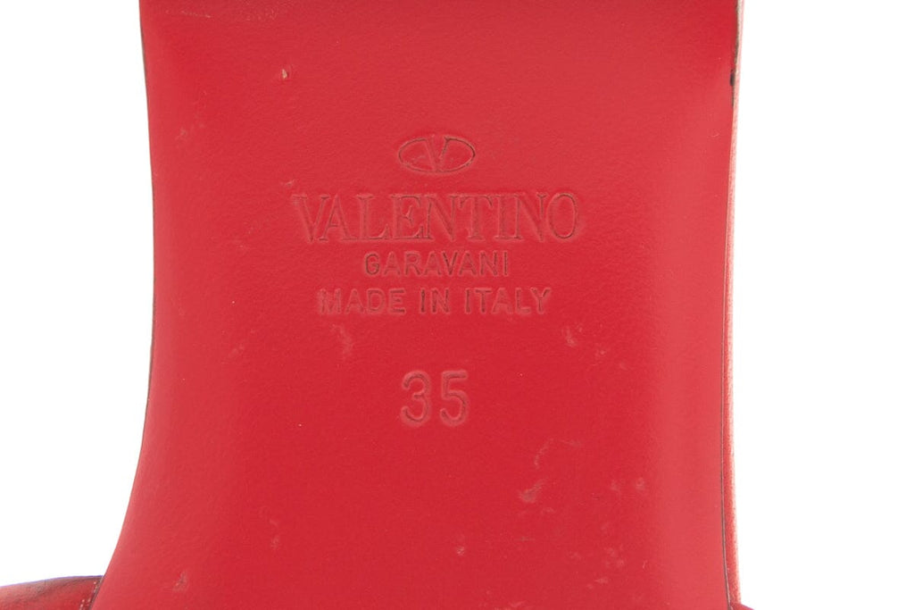 Valentino Red Leather Rockstud Slides SZ 35