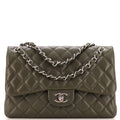 CHANEL Vintage Classic Double Flap Bag Quilted Caviar Jumbo