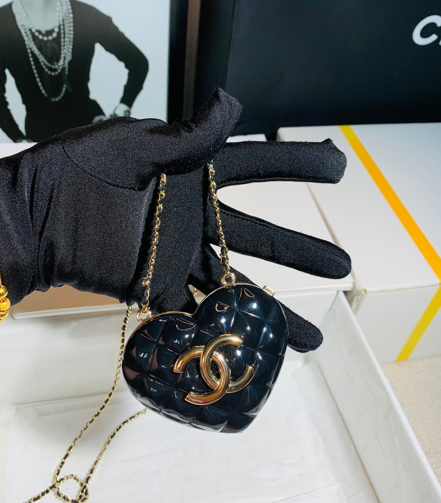 CHLLong Necklace Bag Black For Women, Women’s Bags 3in/7.6cm