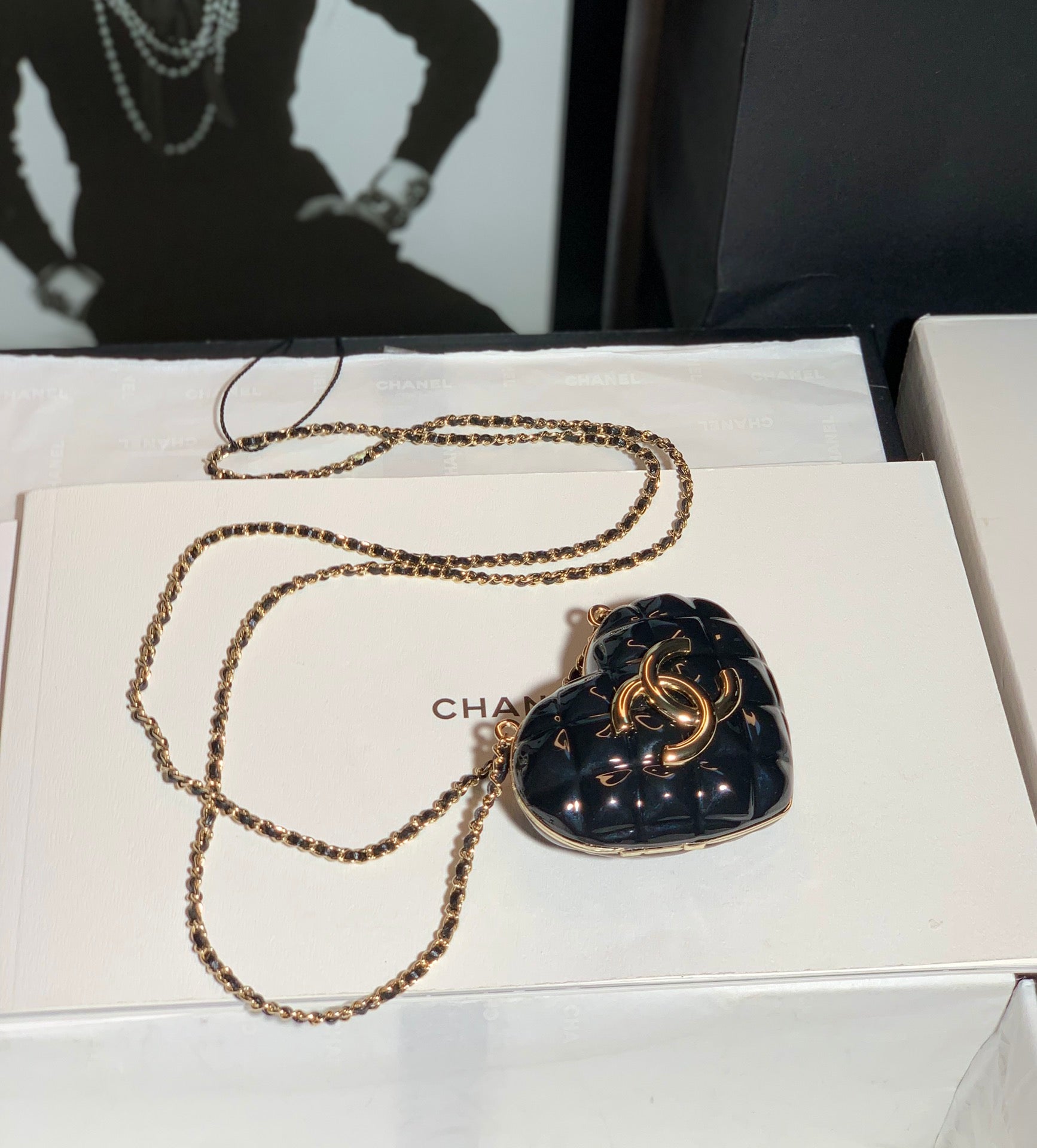 CHLLong Necklace Bag Black For Women, Women’s Bags 3in/7.6cm