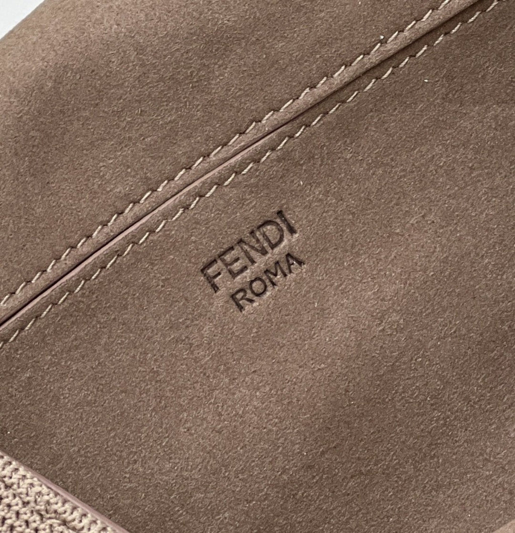 FI Baguette Chain MiGLAMI Beige FF Fabric Bag For Woman 14.5cm/6in 8BR793AHW5F1F2J