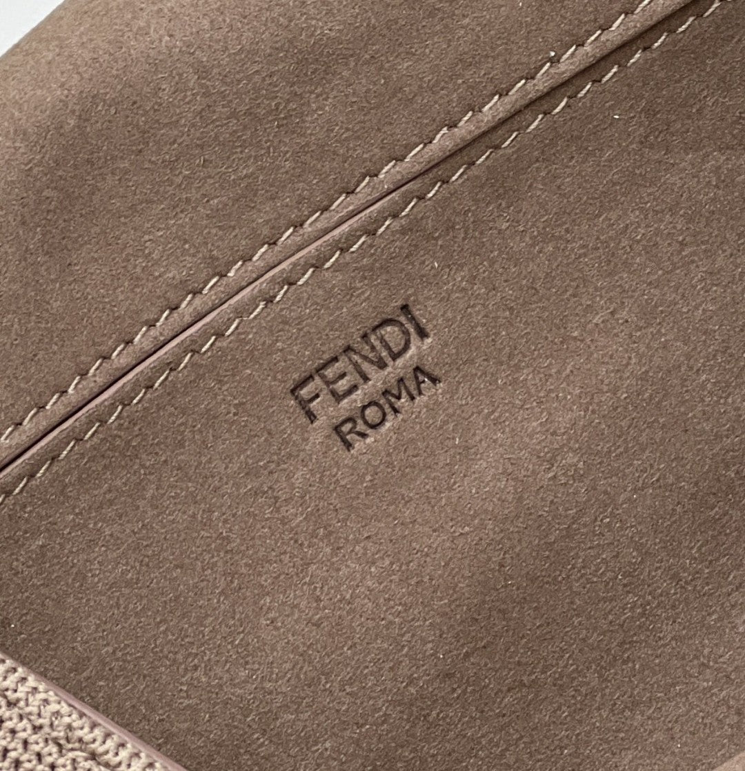 FI Baguette Chain MiGLAMI Beige FF Fabric Bag For Woman 14.5cm/6in 8BR793AHW5F1F2J