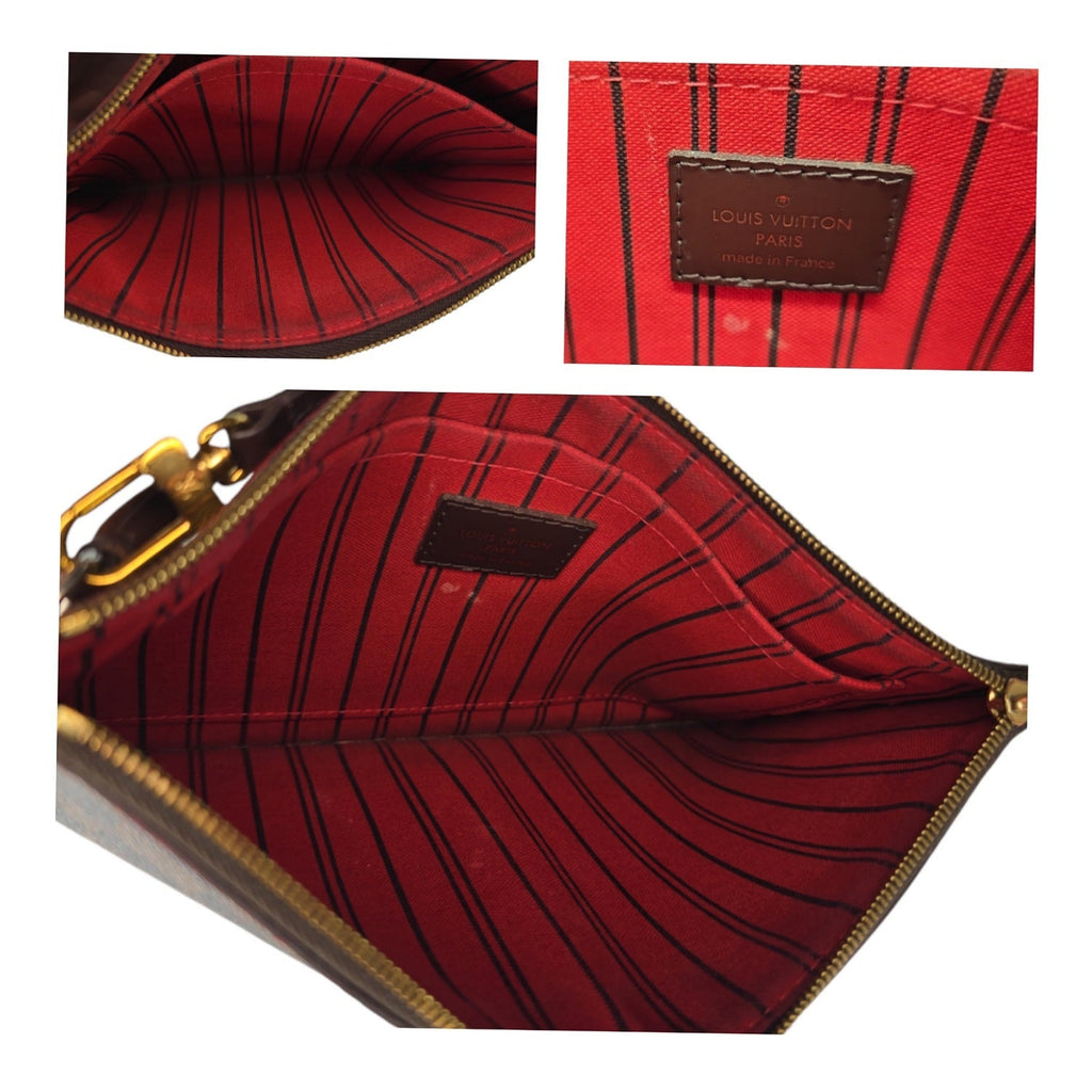 Louis Vuitton Damier Ebene Neverfull Pochette Wristlet