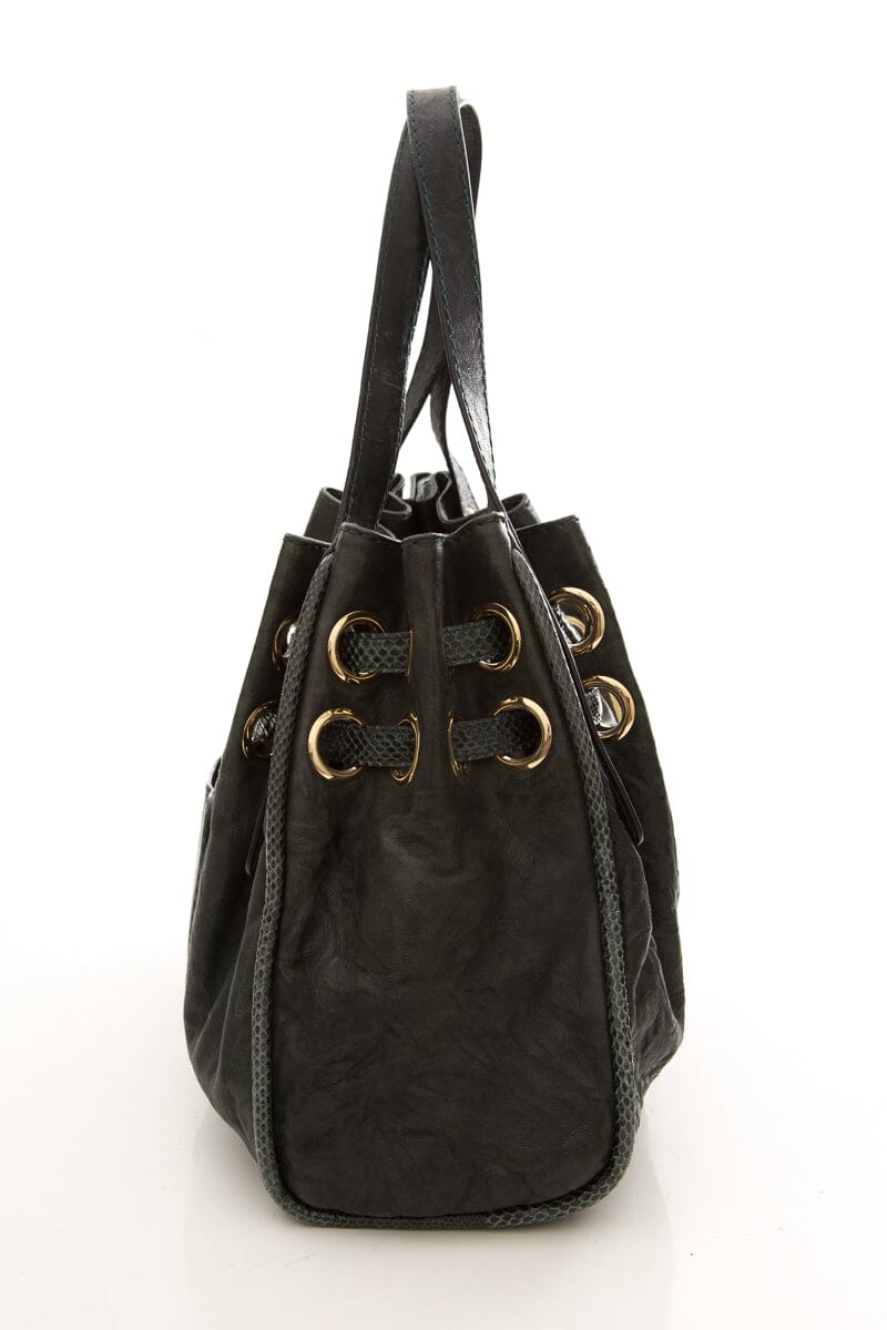 Jimmy Choo Green Watersnake Leather Shoulder Bag
