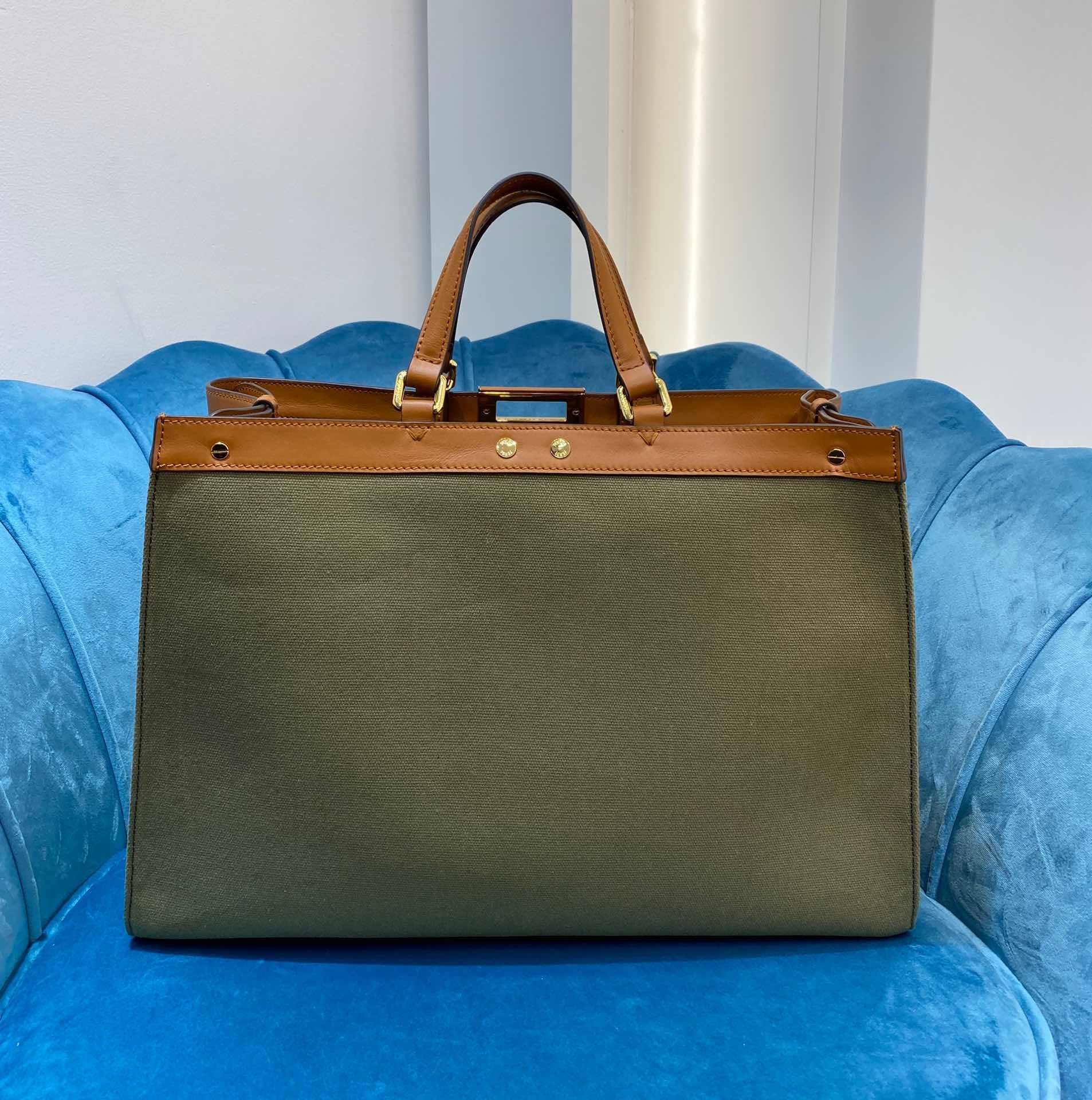 FI GlamI x Tote Bag Khaki For Women, Bags 15.7in/40cm FF 8BH374