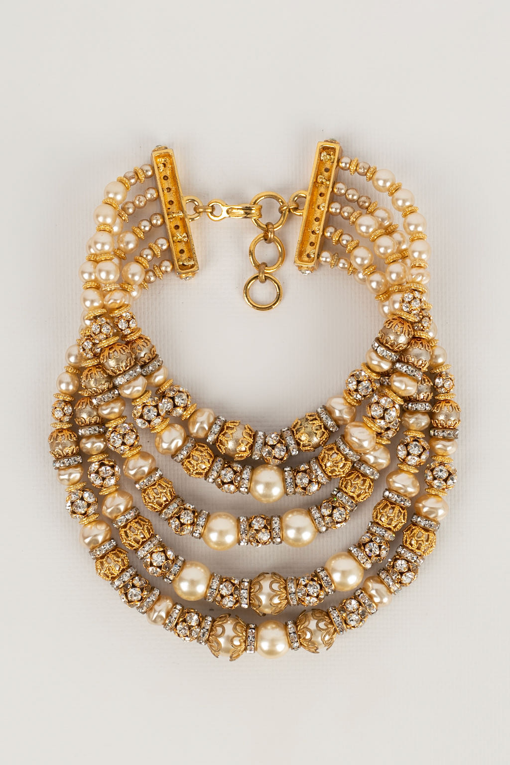 Collier court de perles nacrÃƒÆ’Ã‚Â©es et strass