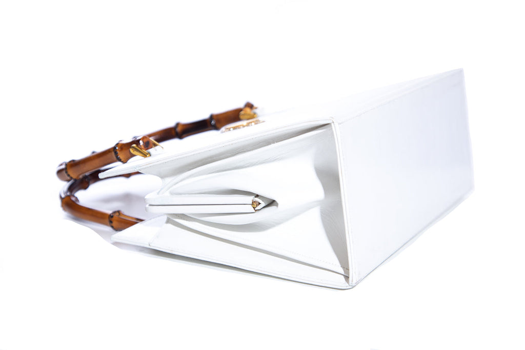 Martin Van Schaak White Bamboo Handle Handbag