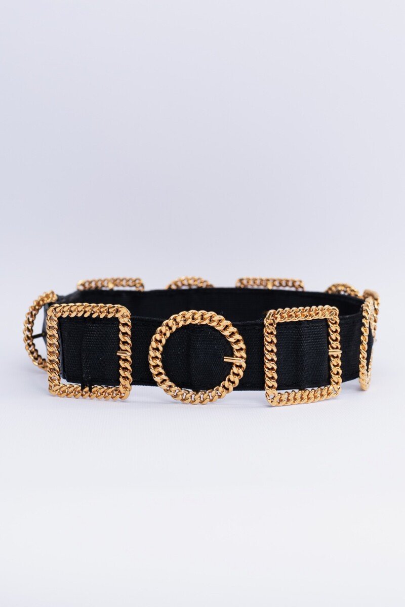 Ceinture noire et dorÃƒÆ’Ã‚Â©e Chanel