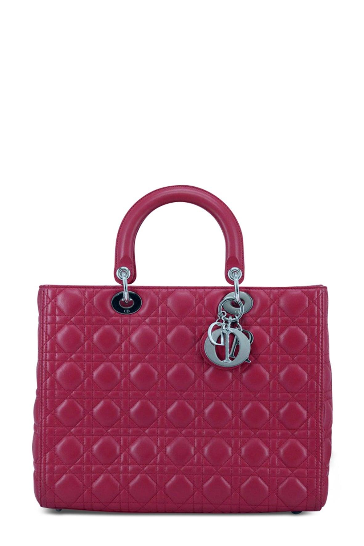 Large Lady Dior Dark Pink