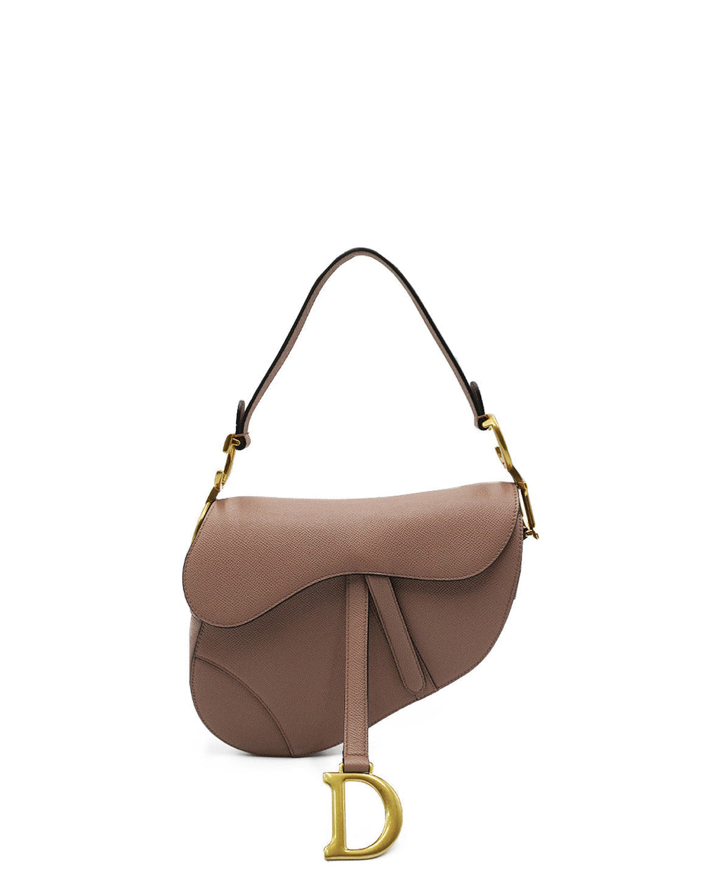 Medium Saddle Grained Calfskin Shoulder Bag Dusty Pink