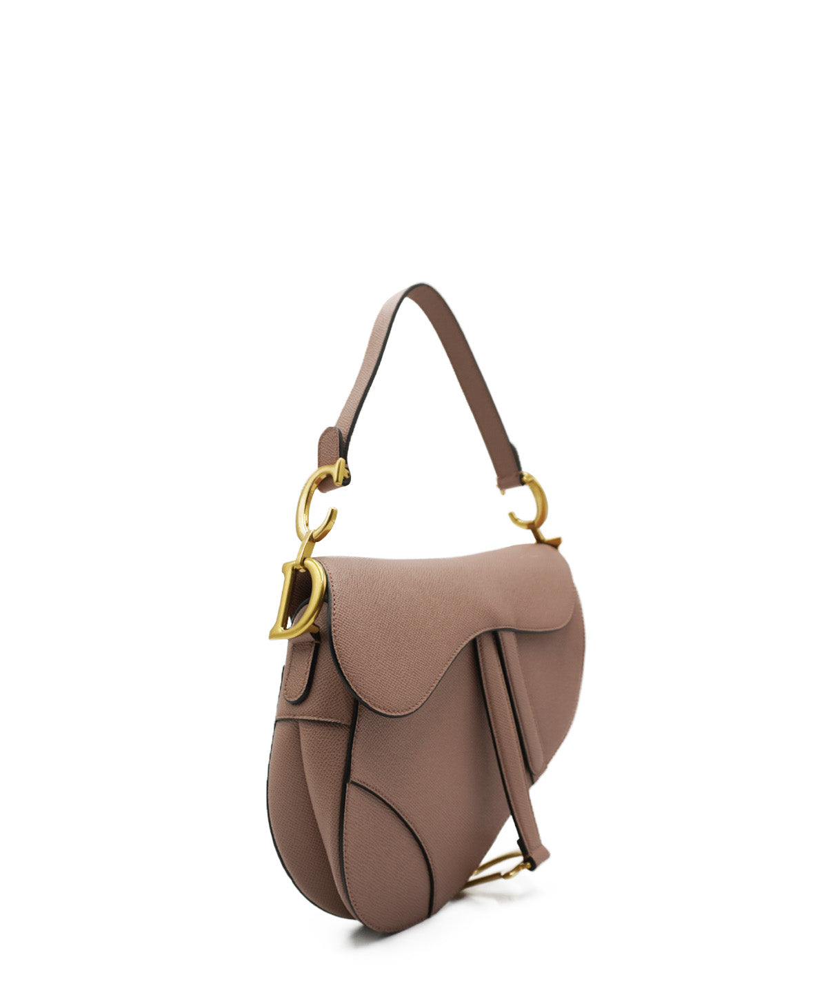 Medium Saddle Grained Calfskin Shoulder Bag Dusty Pink