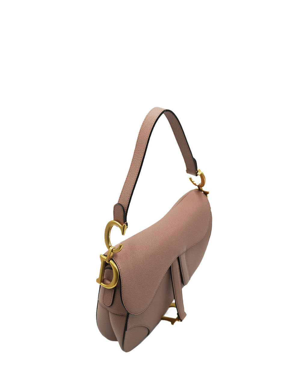 Medium Saddle Grained Calfskin Shoulder Bag Dusty Pink