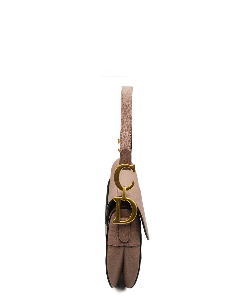 Medium Saddle Grained Calfskin Shoulder Bag Dusty Pink