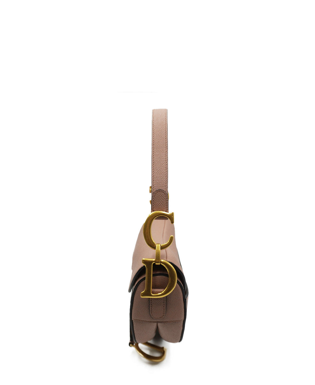 Medium Saddle Grained Calfskin Shoulder Bag Dusty Pink