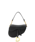 Saddle Grained Leather Calfskin with Strap Black