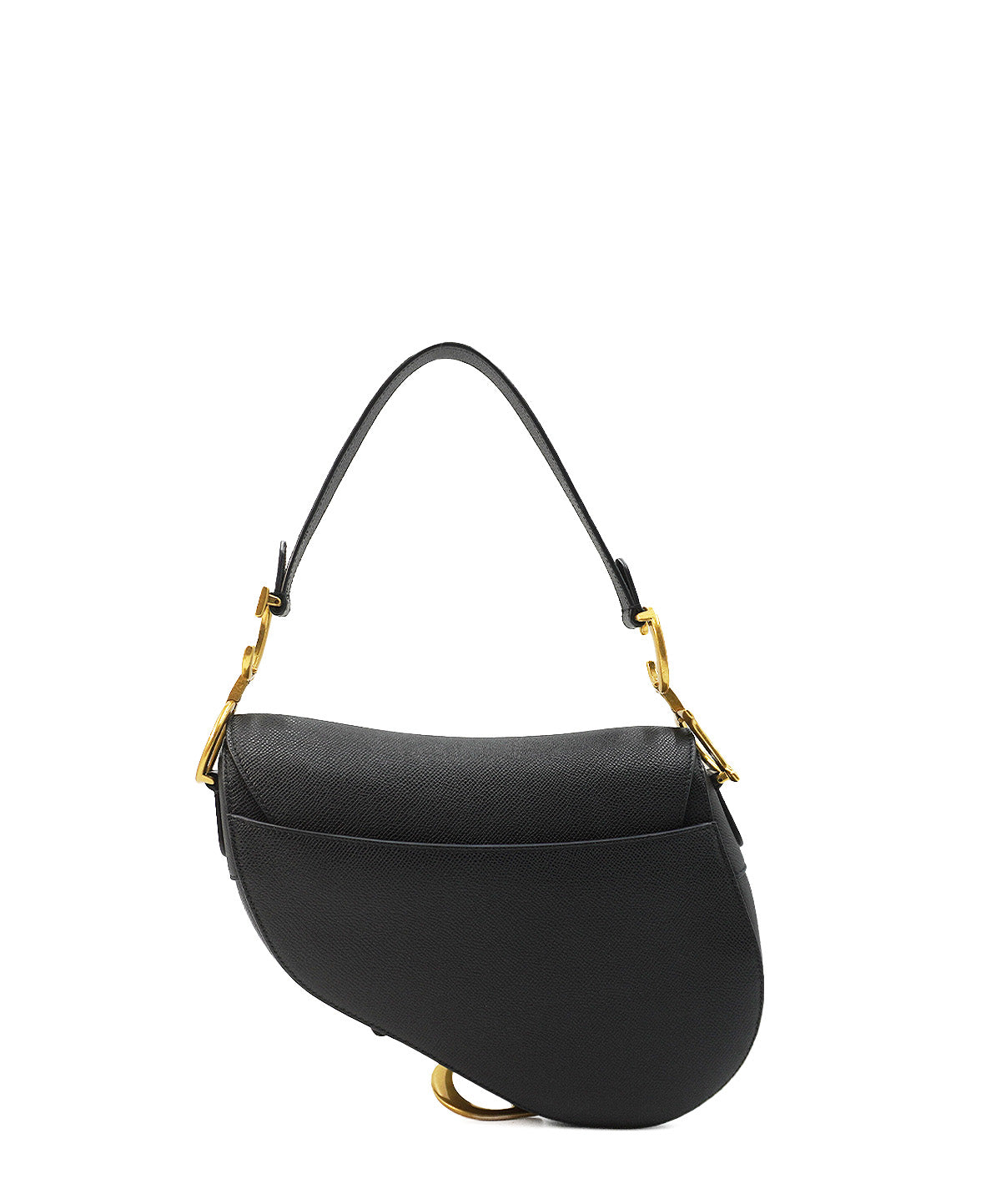 Saddle Grained Leather Calfskin with Strap Black