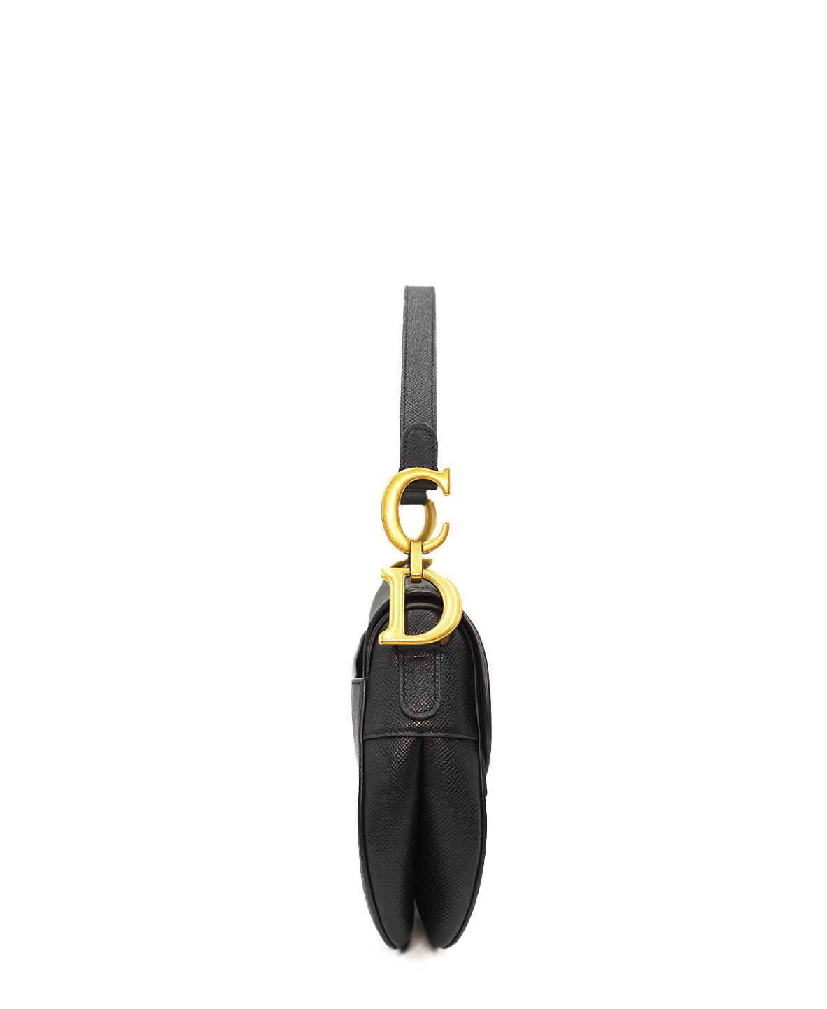 Saddle Grained Leather Calfskin with Strap Black