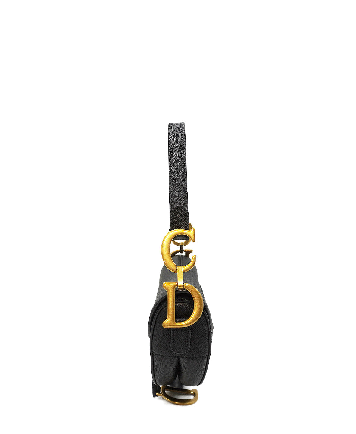 Saddle Grained Leather Calfskin with Strap Black