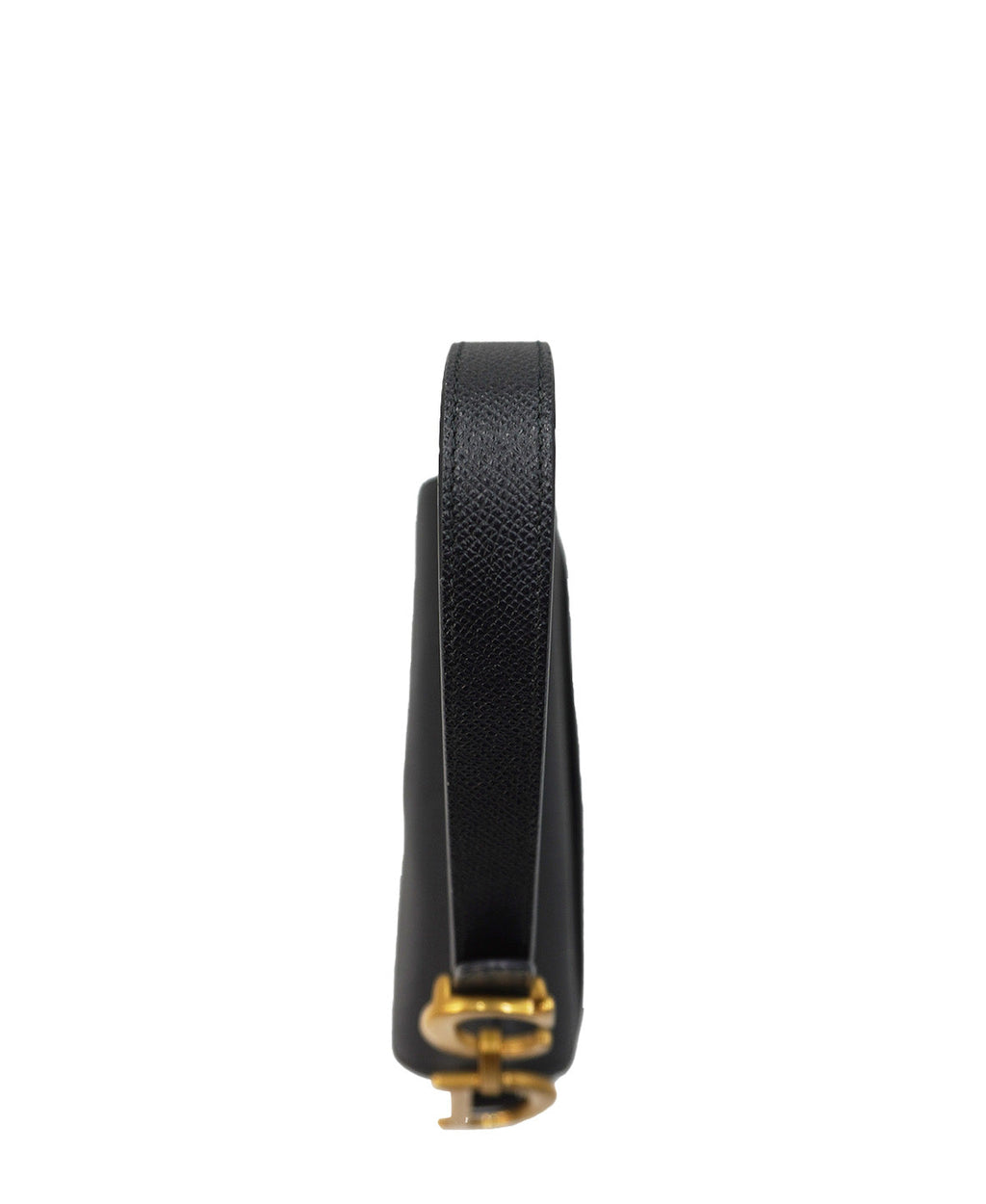 Saddle Grained Leather Calfskin with Strap Black