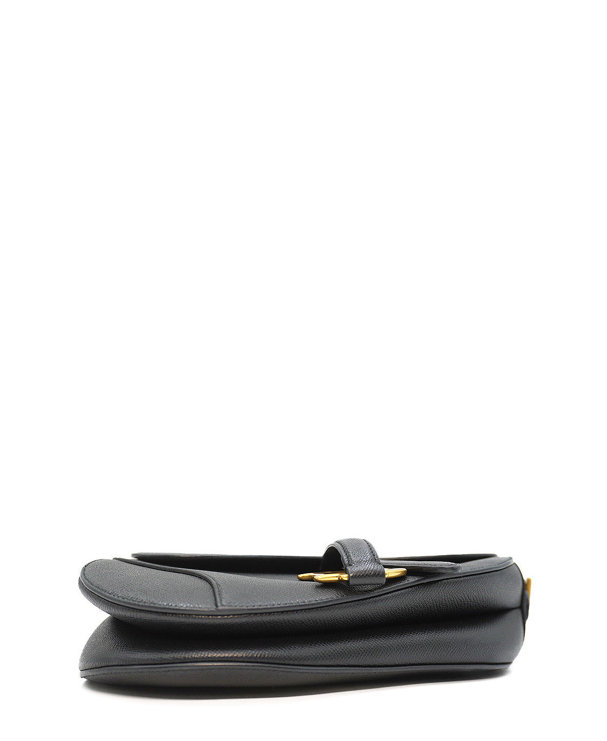 Saddle Grained Leather Calfskin with Strap Black