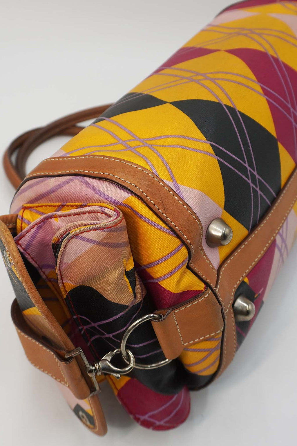 Small Golf Boston Canvas and Leather Argyle Bag Multicolor