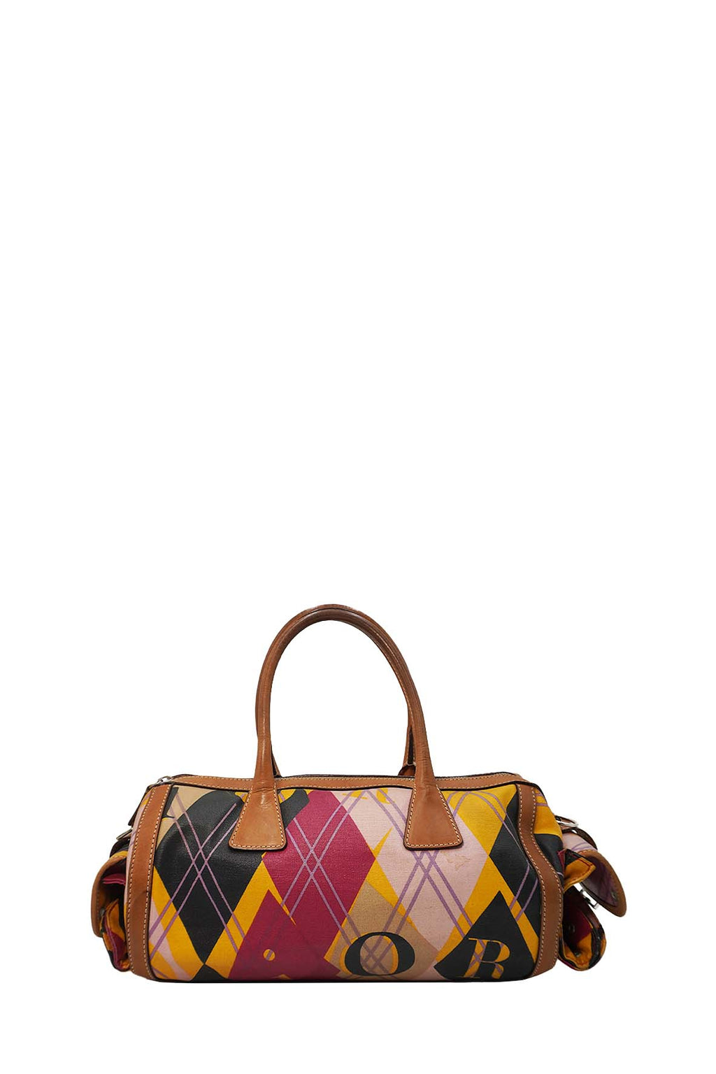 Small Golf Boston Canvas and Leather Argyle Bag Multicolor