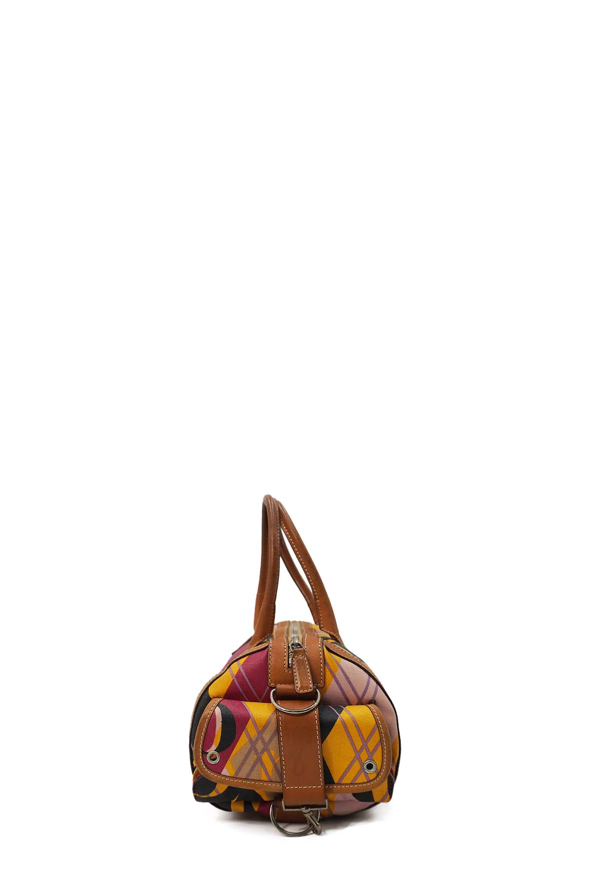 Small Golf Boston Canvas and Leather Argyle Bag Multicolor