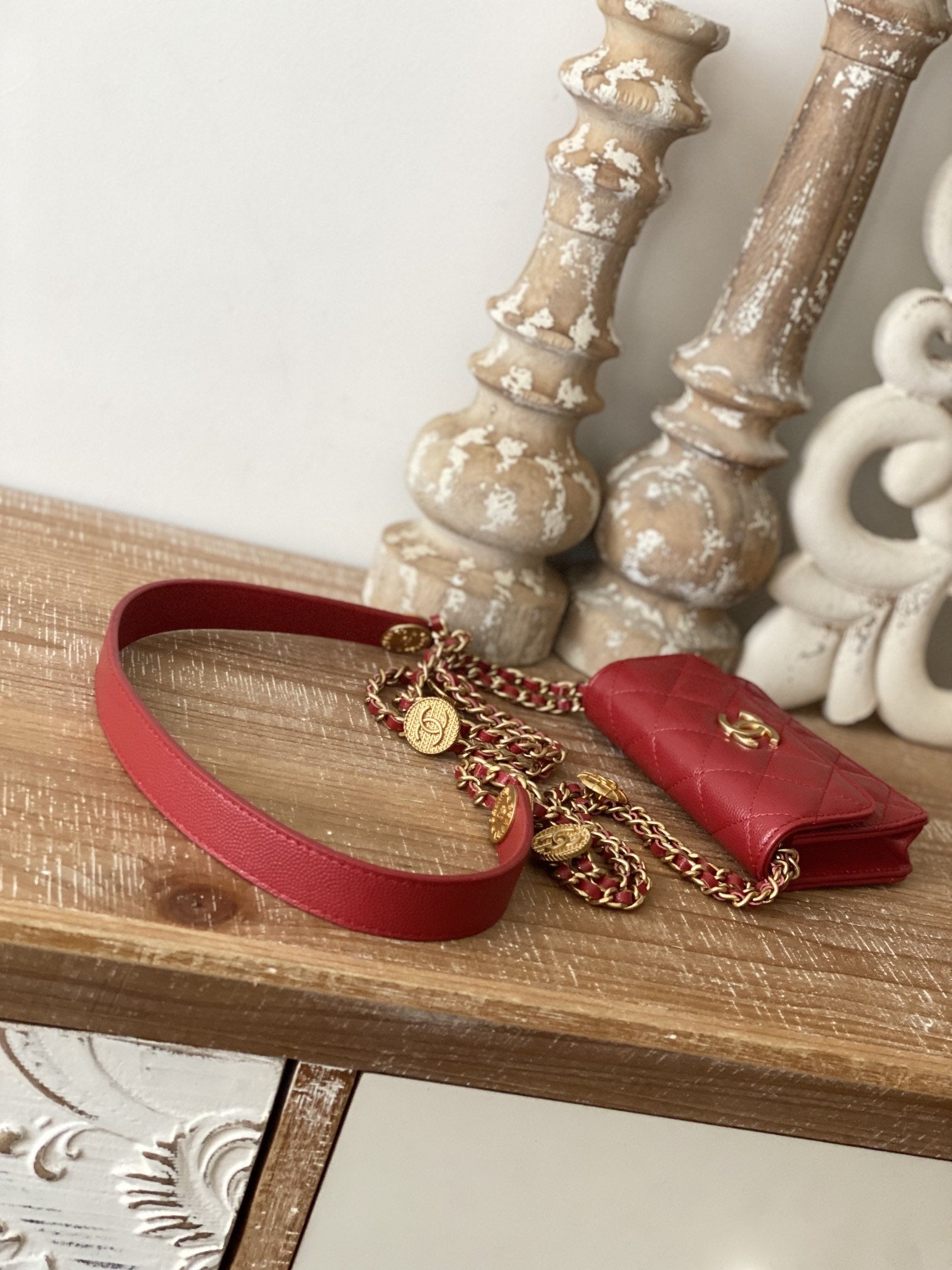 CHL Clutch With Chain Red For Women, Women’s Bags 4.8in/12.3cm