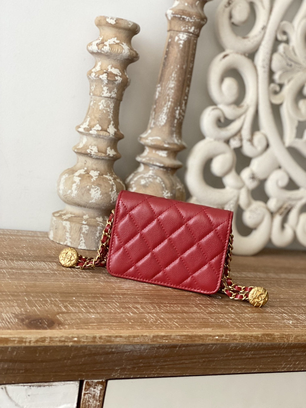 CHL Clutch With Chain Red For Women, Women’s Bags 4.8in/12.3cm