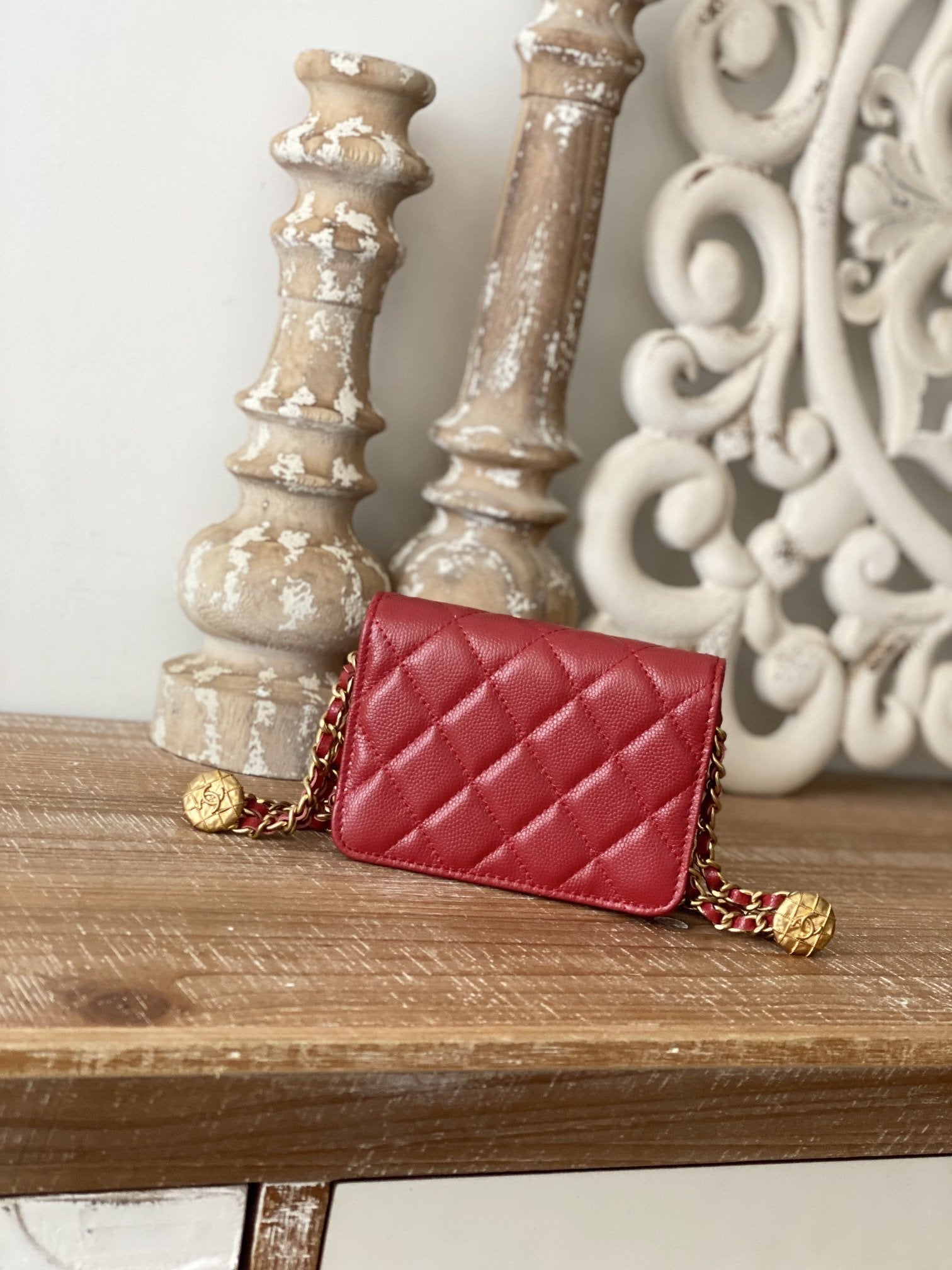CHL Clutch With Chain Red For Women, Women’s Bags 4.8in/12.3cm