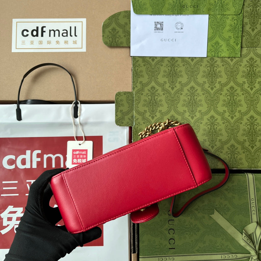 gg Marmont Mini Top Handle Bag Red For Women, Women’s Bags 8.3in/21cm gg ‎