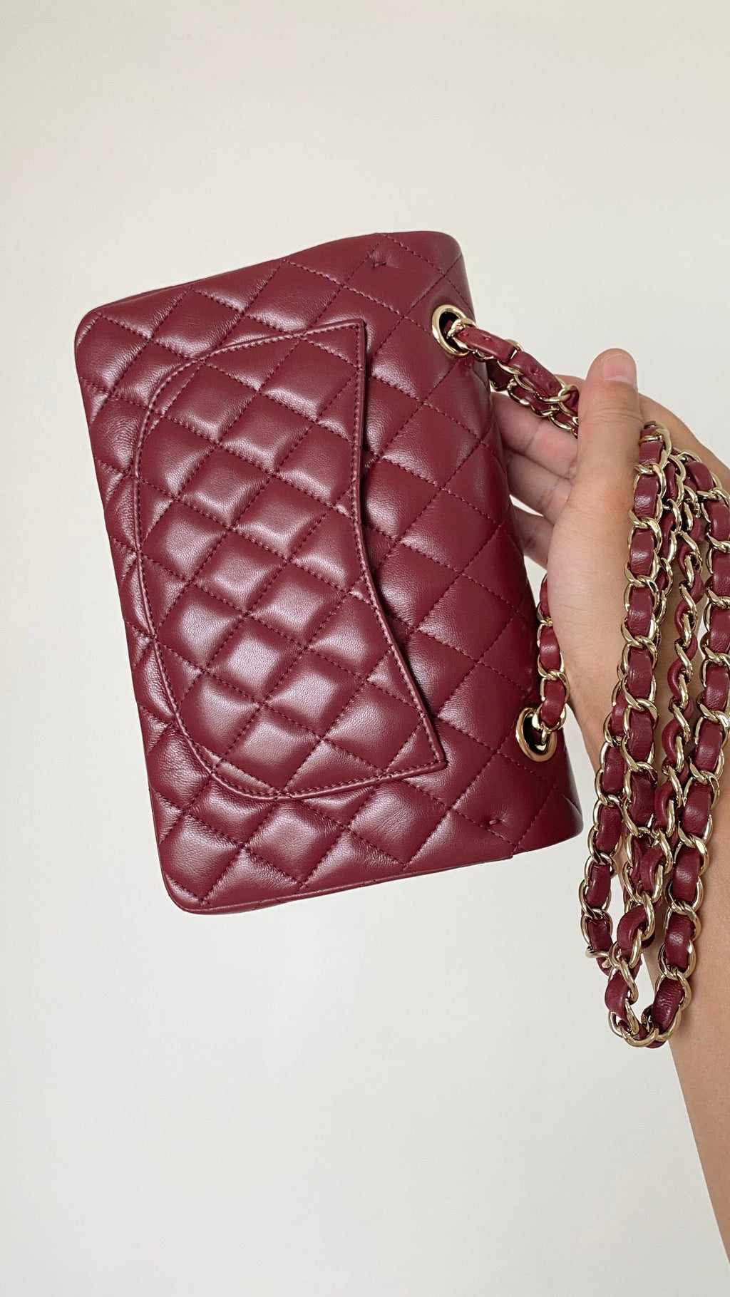 CHLSmall Classic Handbag Dark Red For Women, Women’s Bags 9.1in/23cm