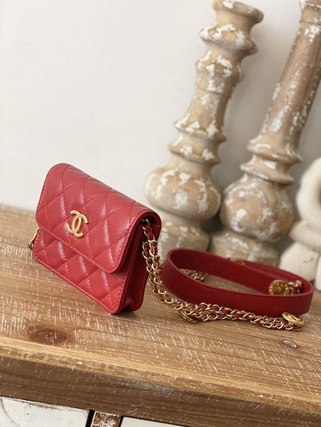 CHL Clutch With Chain Red For Women, Women’s Bags 4.8in/12.3cm