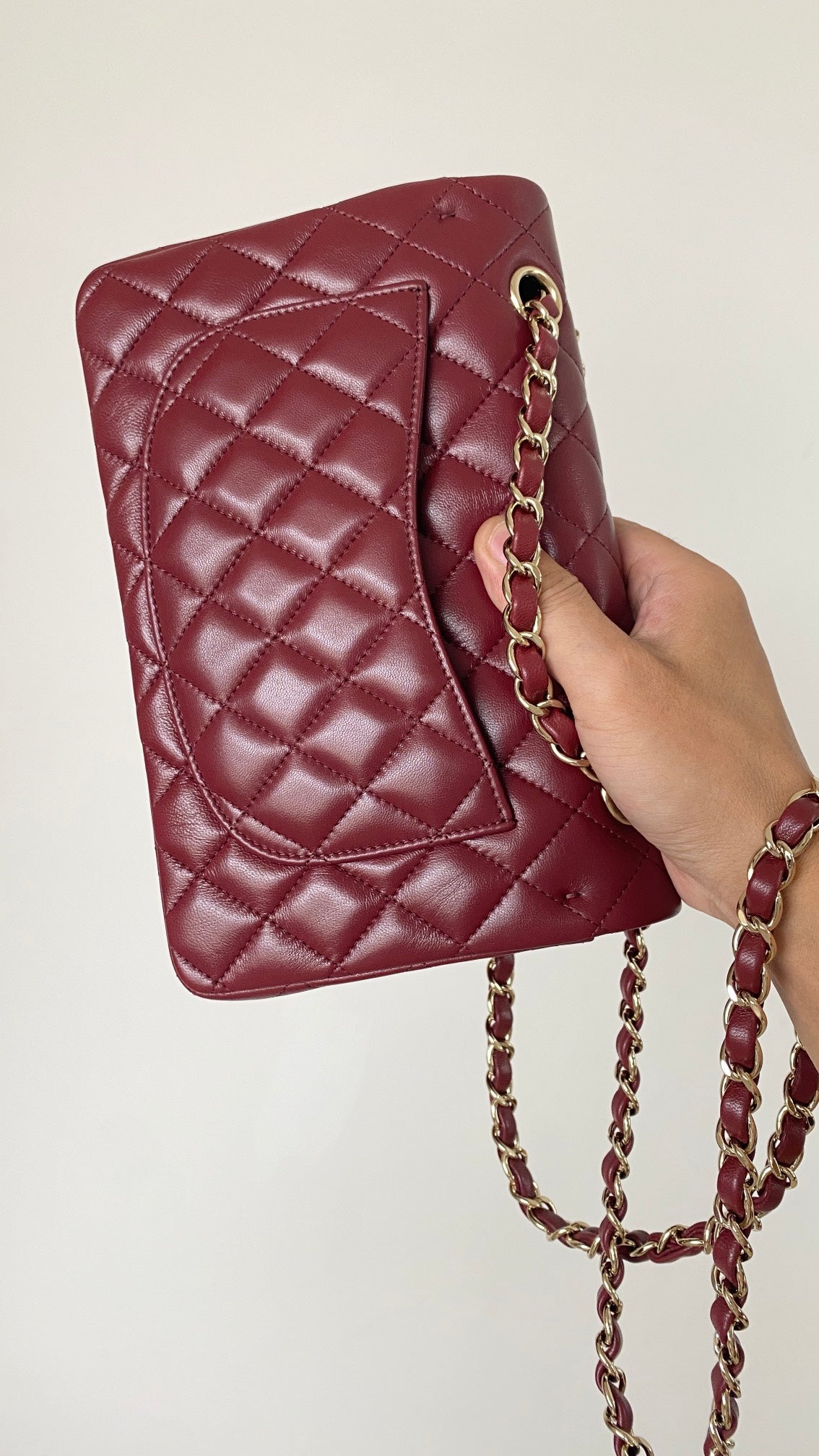 CHLSmall Classic Handbag Dark Red For Women, Women’s Bags 9.1in/23cm
