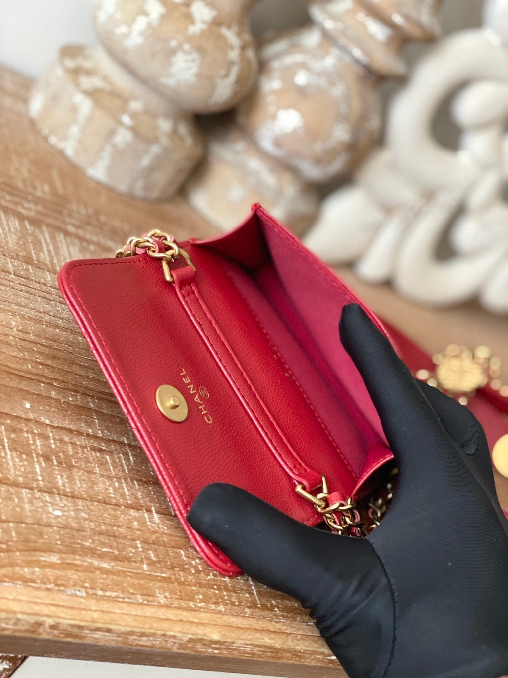 CHL Clutch With Chain Red For Women, Women’s Bags 4.8in/12.3cm